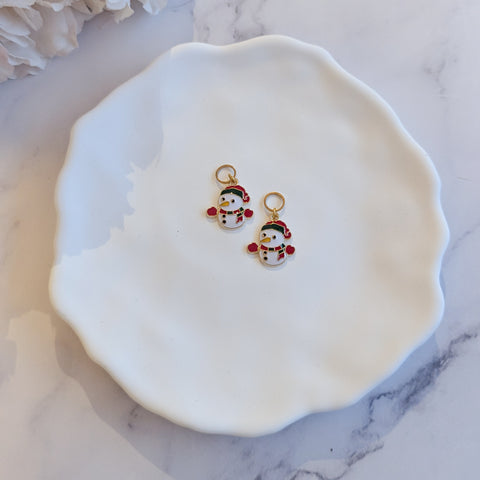 Prjónamerki - Snjókarl með vettlinga og húfu